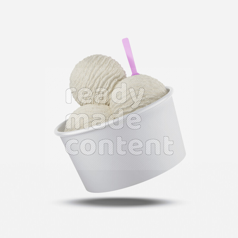 Ice cream in a white rough paper cup mockup isolated on white background 3d rendering