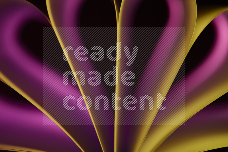 An abstract art piece displaying smooth curves in yellow and pink gradients created by colored light