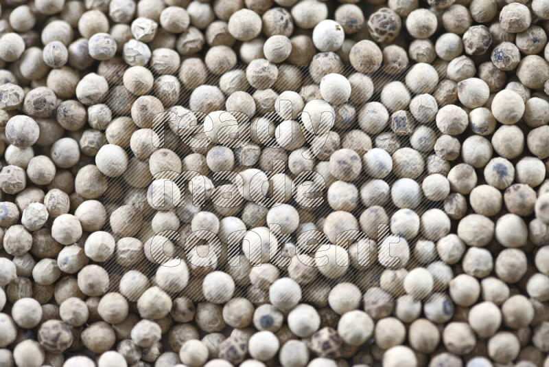 White pepper beads on white background
