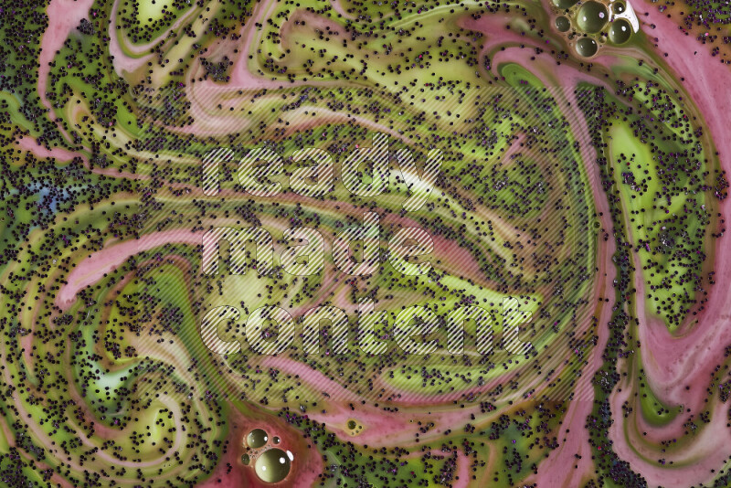 لقطة مقربة لبريق أرجواني متلألئ منتشر علي خلفية من اللون الأخضر والأحمر في حركات دائرية