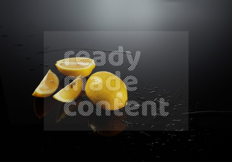 Lemon arrangement on black background