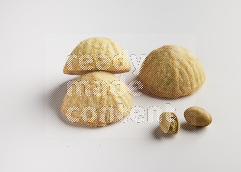 Three Pieces of Maamoul direct on white background