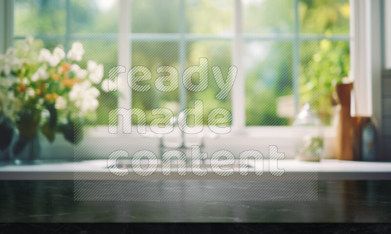 Kitchen tabletop with kitchen view