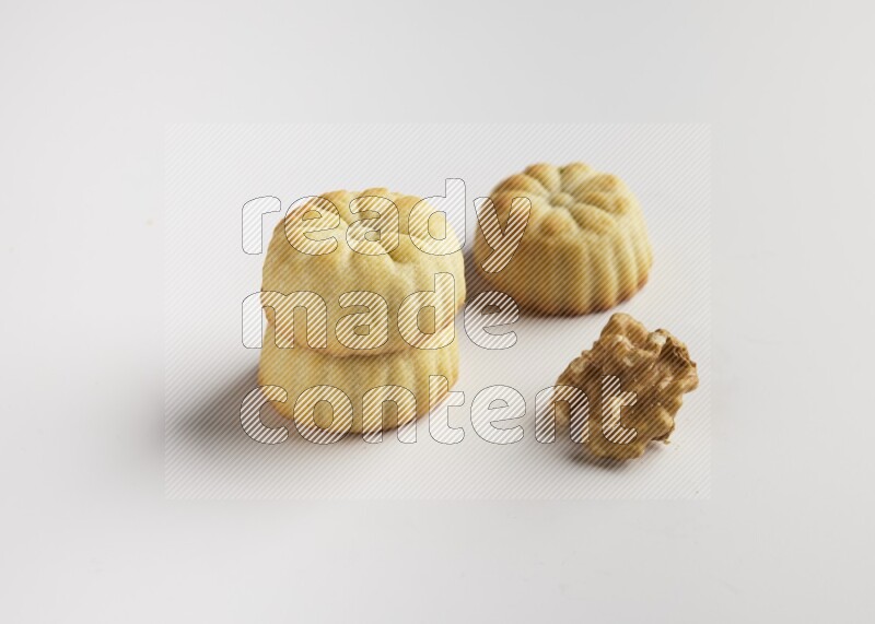 Three Pieces of Maamoul direct on white background