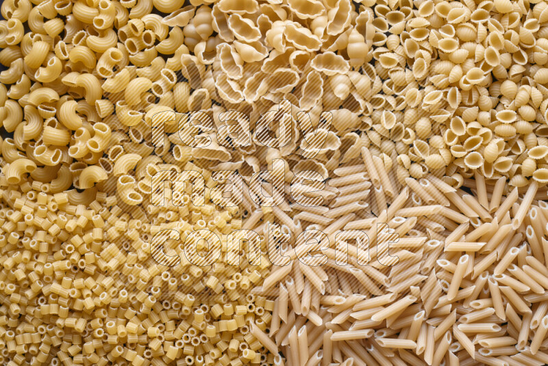 5 types of pasta filling the frame