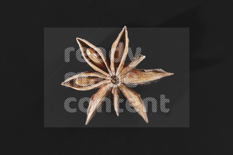 Star anise on black background