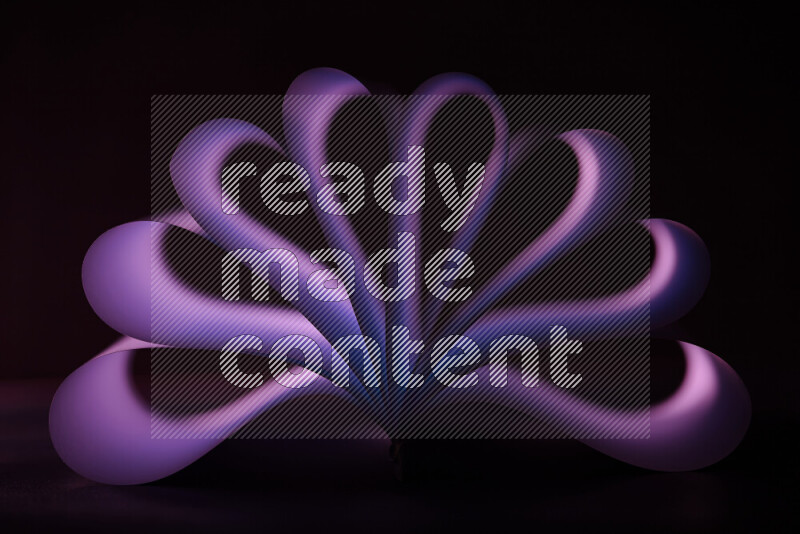 An abstract art piece displaying smooth curves in purple gradients created by colored light