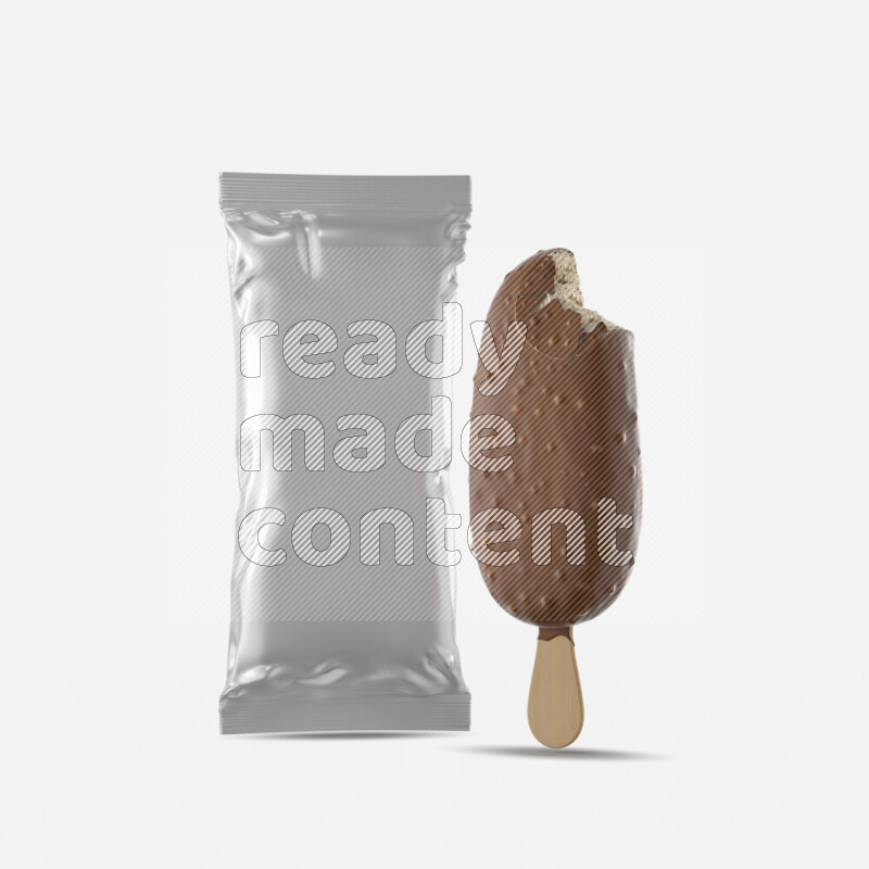 Chocolate ice cream stick mockup isolated on white background 3d rendering