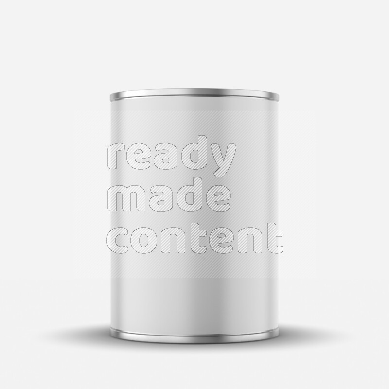 Glossy metallic tin can mockup with white blank label isolated on white background 3d rendering