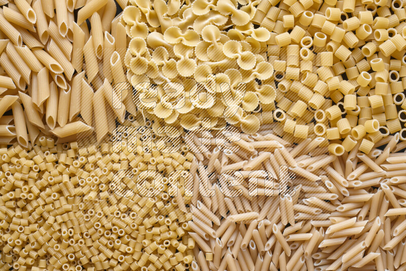 5 types of pasta filling the frame