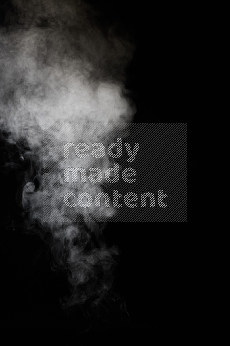 irregular white smoke on black background.