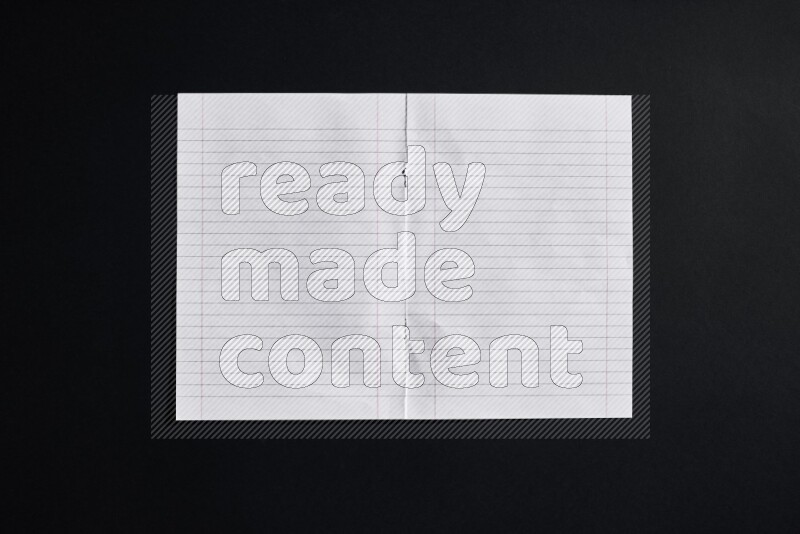 Notebook sheet on black background