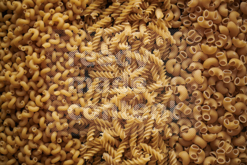 3 types of pasta filling the frame