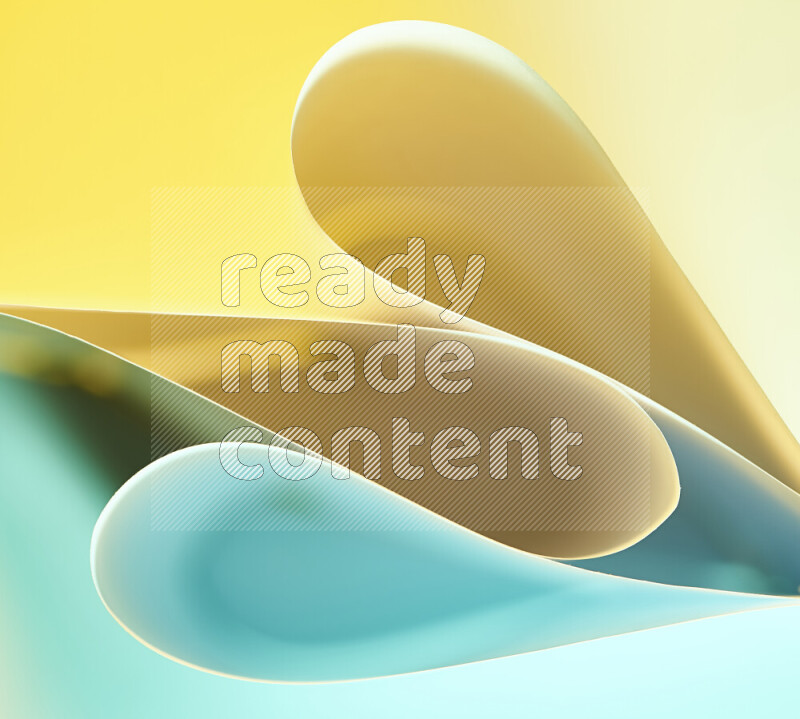 An abstract art of paper folded into smooth curves in green and yellow gradients