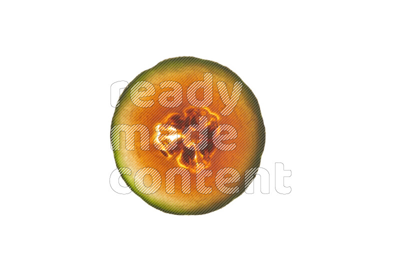 Cantaloupe slices on illuminated white background