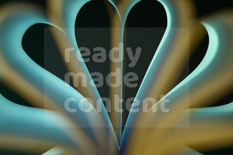 An abstract art piece displaying smooth curves in yellow and green gradients created by colored light