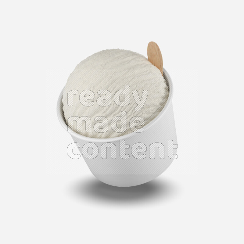 Ice cream in a white rough paper cup mockup isolated on white background 3d rendering